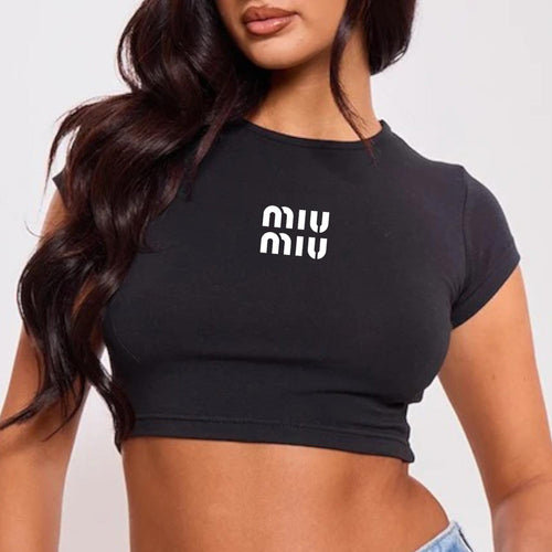 MIU Crop Top Cap Sleeve