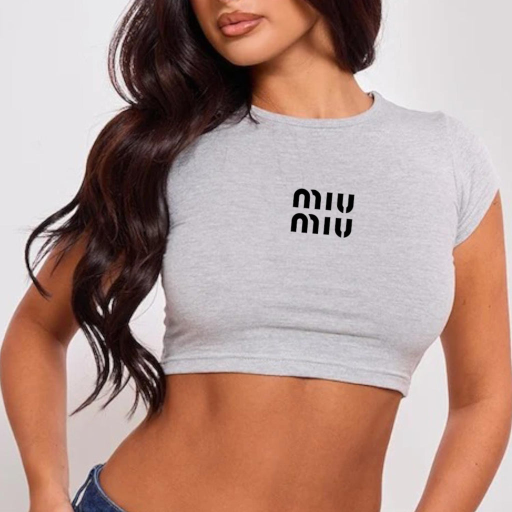 MIU Crop Top Cap Sleeve