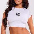 MIU Crop Top Cap Sleeve