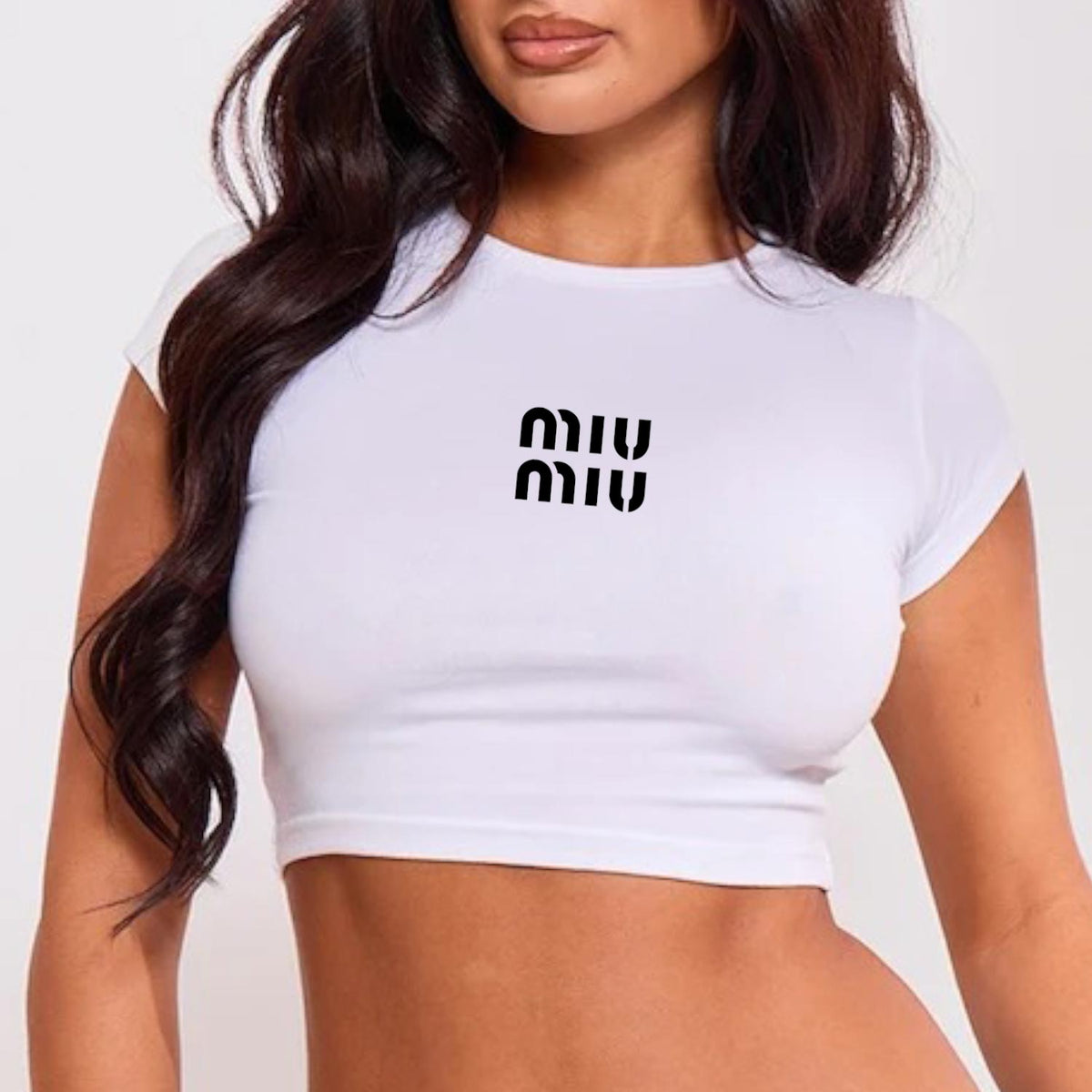 MIU Crop Top Cap Sleeve